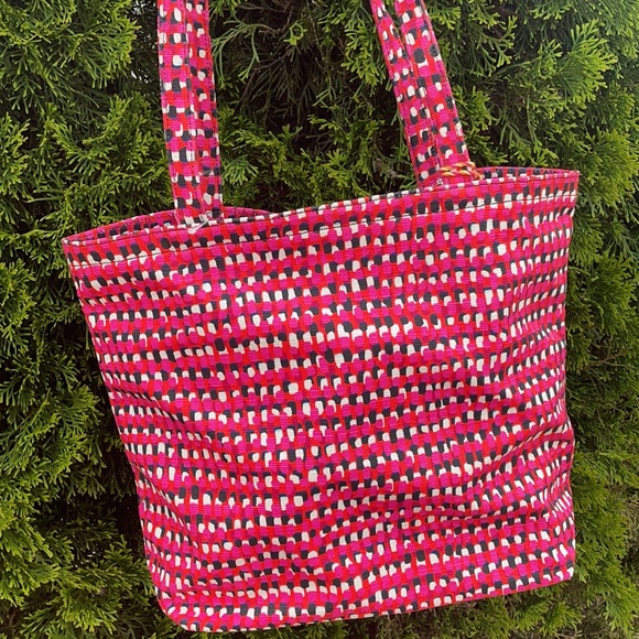Kate Spade pink & red large bow fabric tote - Picture 5 of 11